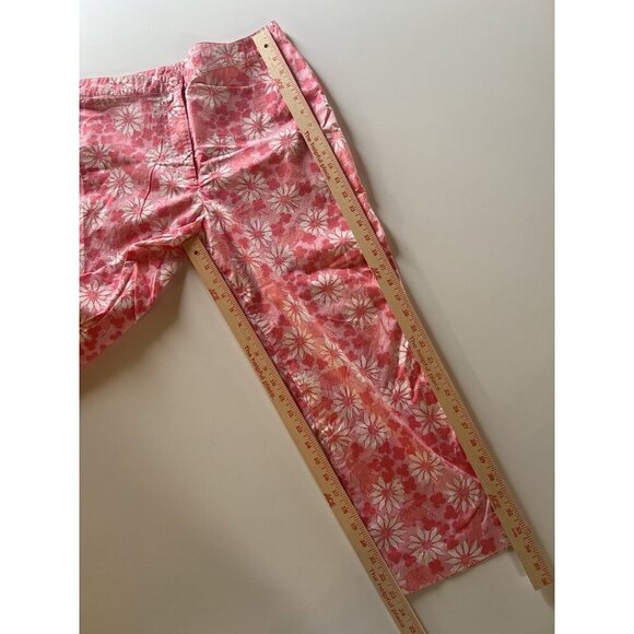Vintage 90s Lilly Pulitzer pink white floral flying pigs cropped resort pants 12 - Picture 5 of 8